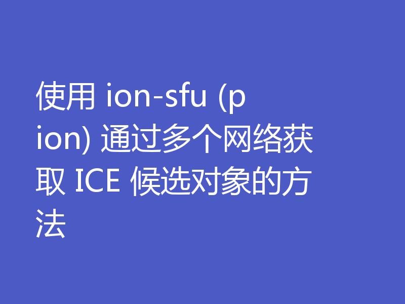使用 ion-sfu (pion) 通过多个网络获取 ICE 候选对象的方法