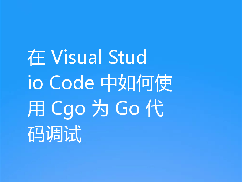 在 Visual Studio Code 中如何使用 Cgo 为 Go 代码调试