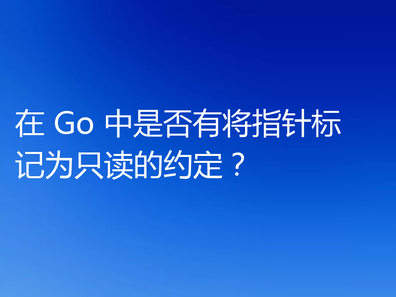 在 Go 中是否有将指针标记为只读的约定？