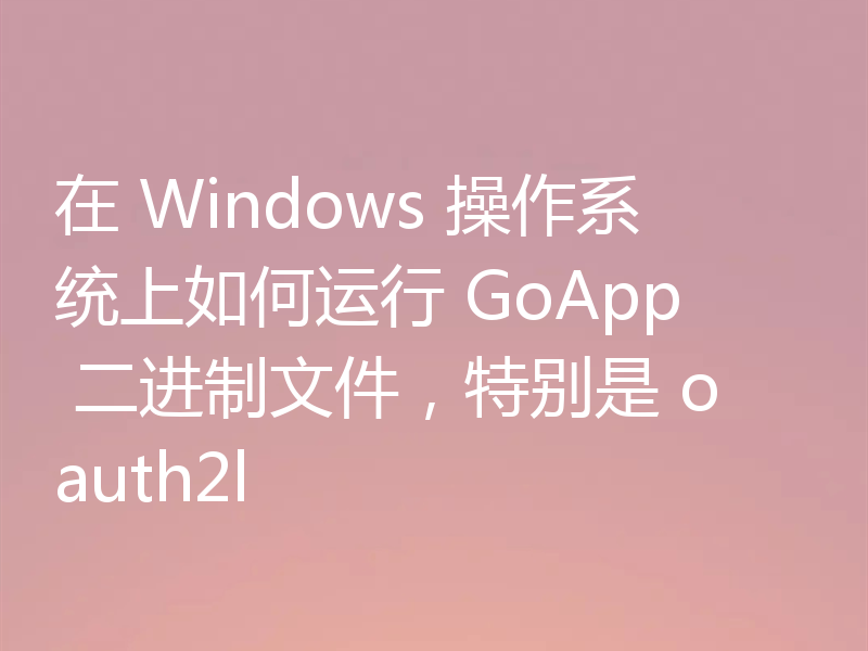 在 Windows 操作系统上如何运行 GoApp 二进制文件，特别是 oauth2l 