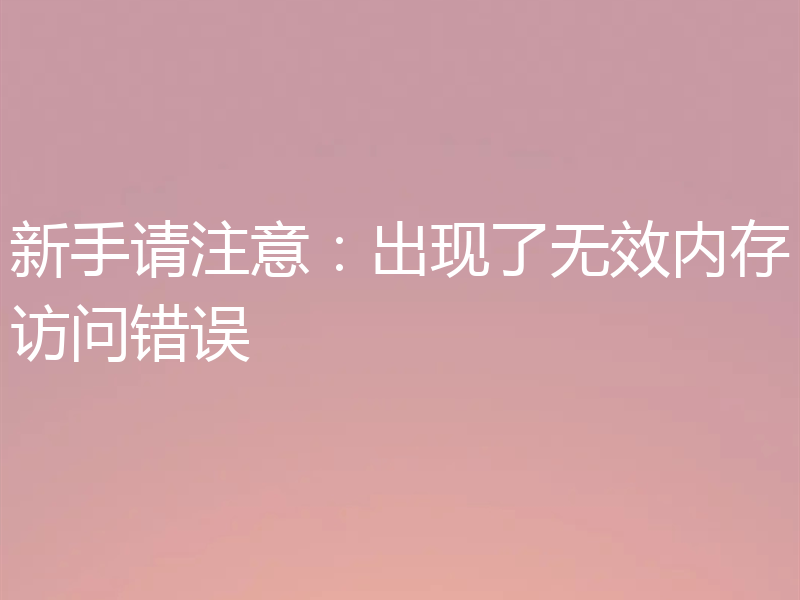 新手请注意：出现了无效内存访问错误