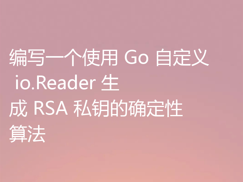 编写一个使用 Go 自定义 io.Reader 生成 RSA 私钥的确定性算法