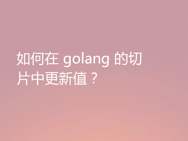 如何在 golang 的切片中更新值？