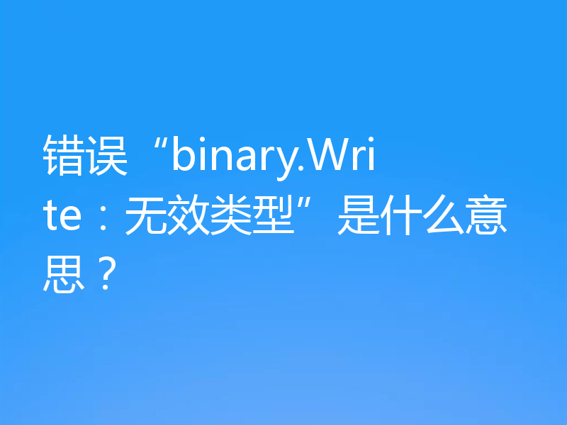 错误“binary.Write：无效类型”是什么意思？