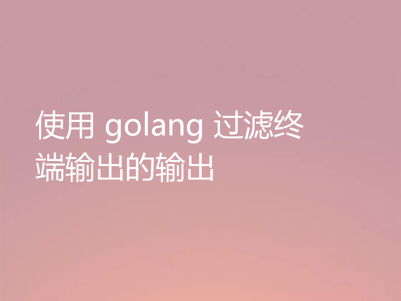 使用 golang 过滤终端输出的输出