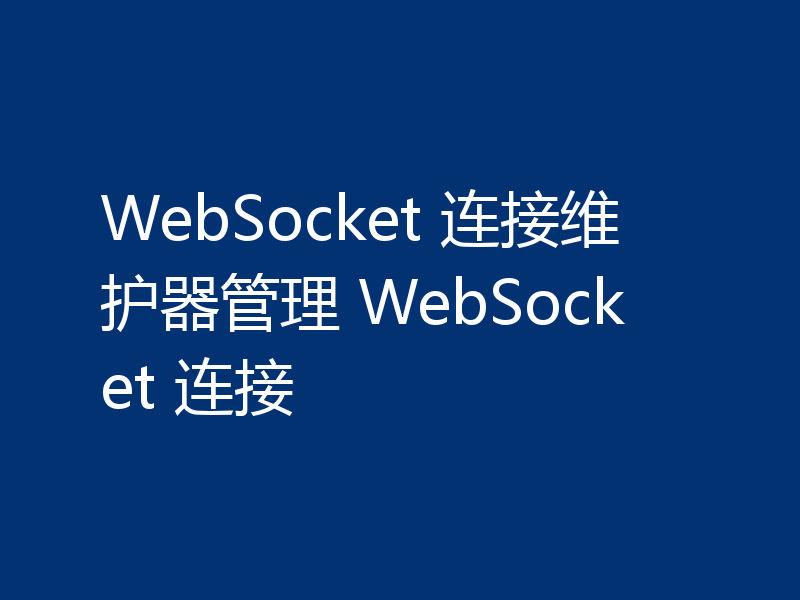 WebSocket 连接维护器管理 WebSocket 连接
