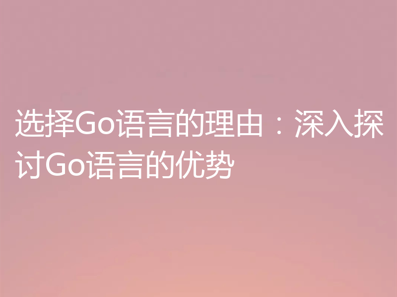 选择Go语言的理由：深入探讨Go语言的优势