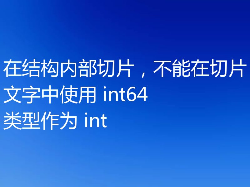在结构内部切片，不能在切片文字中使用 int64 类型作为 int
