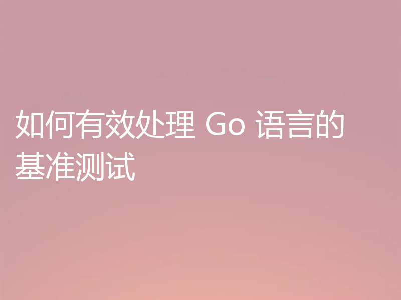 如何有效处理 Go 语言的基准测试