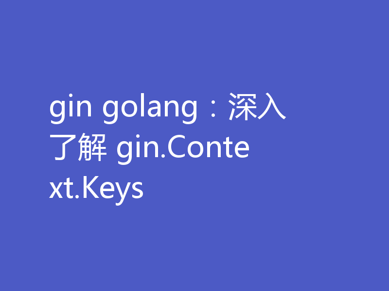 gin golang：深入了解 gin.Context.Keys