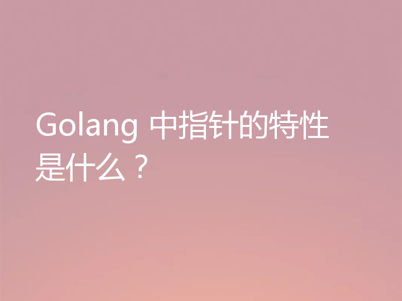 Golang 中指针的特性是什么？