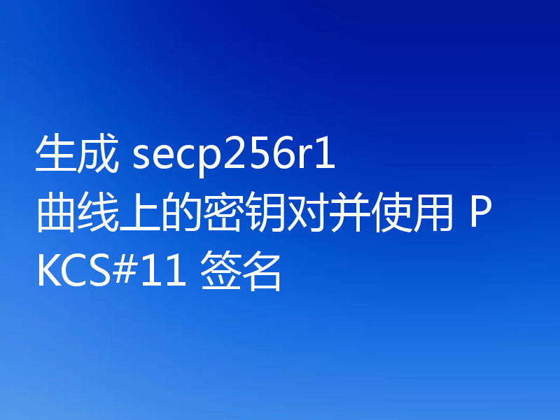生成 secp256r1 曲线上的密钥对并使用 PKCS#11 签名