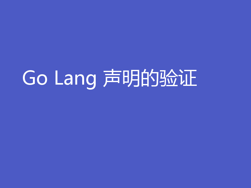 Go Lang 声明的验证