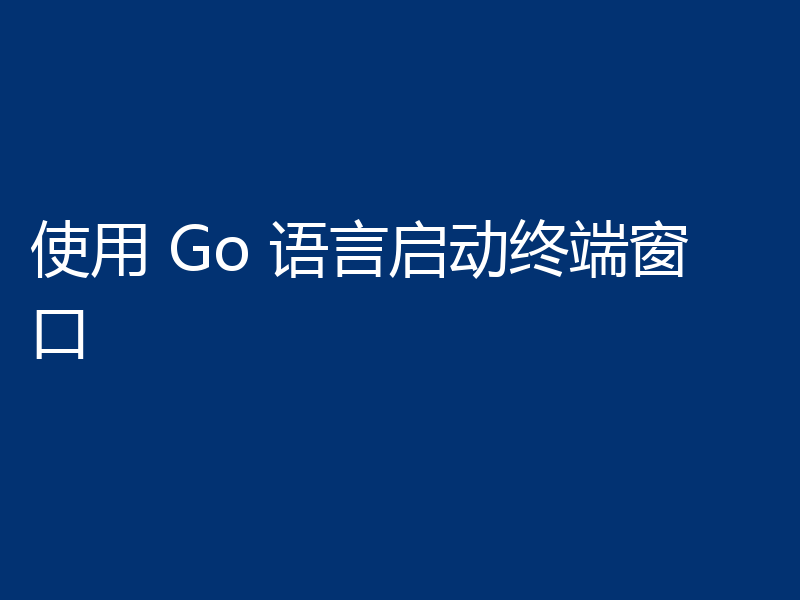 使用 Go 语言启动终端窗口