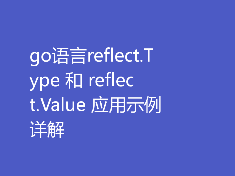 go语言reflect.Type 和 reflect.Value 应用示例详解