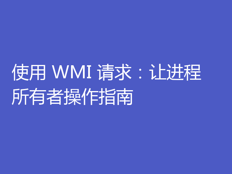 使用 WMI 请求：让进程所有者操作指南