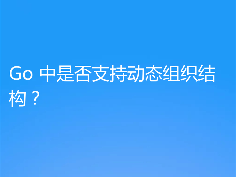 Go 中是否支持动态组织结构？