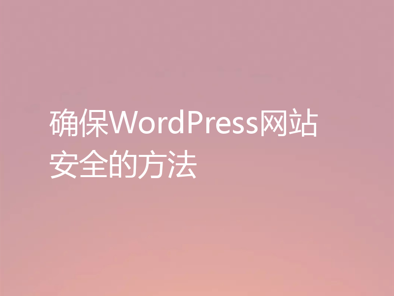 确保WordPress网站安全的方法