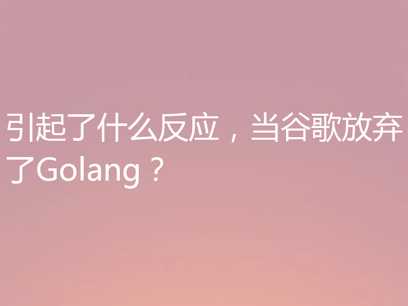 引起了什么反应，当谷歌放弃了Golang？