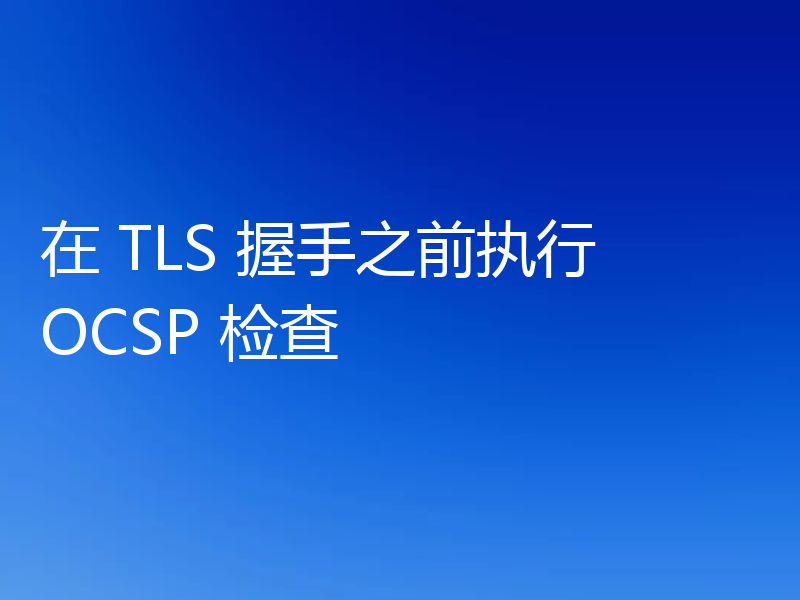 在 TLS 握手之前执行 OCSP 检查