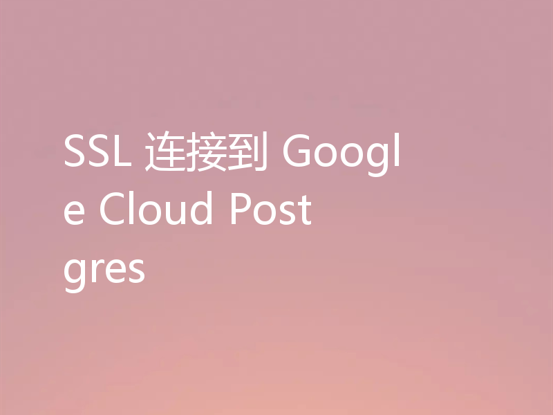 SSL 连接到 Google Cloud Postgres