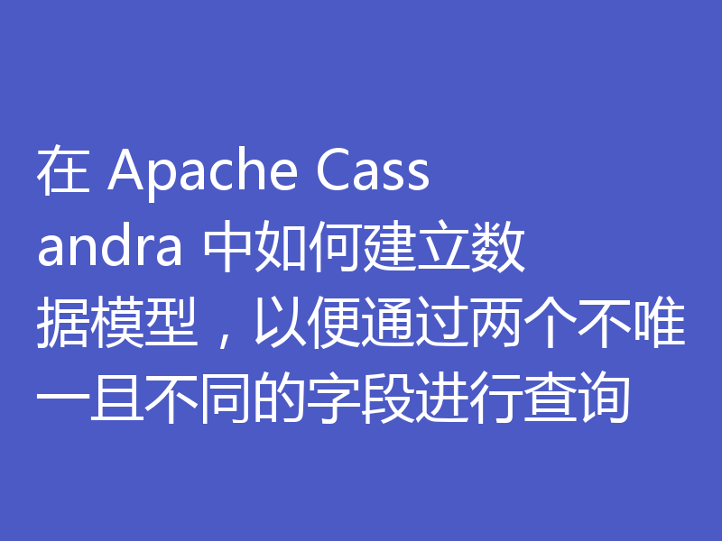 在 Apache Cassandra 中如何建立数据模型，以便通过两个不唯一且不同的字段进行查询