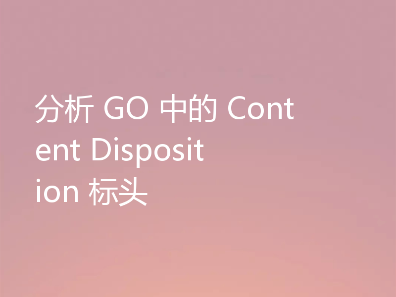 分析 GO 中的 Content Disposition 标头