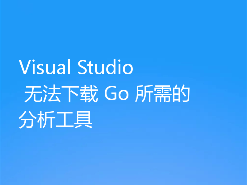 Visual Studio 无法下载 Go 所需的分析工具
