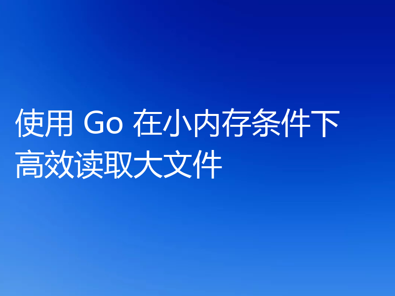 使用 Go 在小内存条件下高效读取大文件