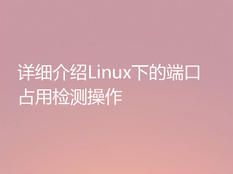 详细介绍Linux下的端口占用检测操作