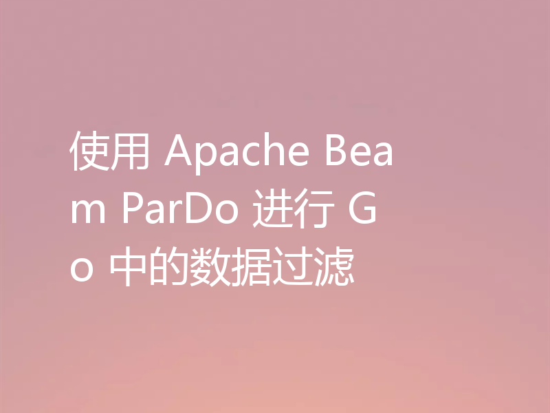 使用 Apache Beam ParDo 进行 Go 中的数据过滤