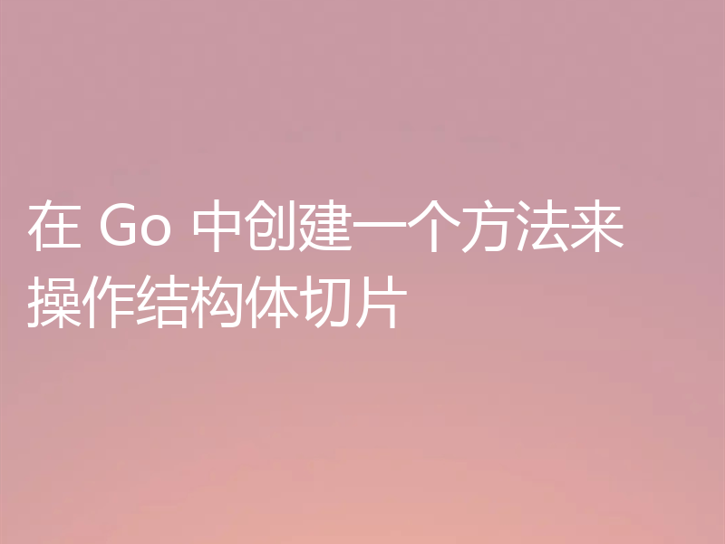 在 Go 中创建一个方法来操作结构体切片