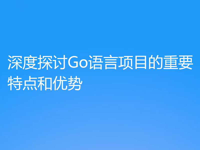 深度探讨Go语言项目的重要特点和优势