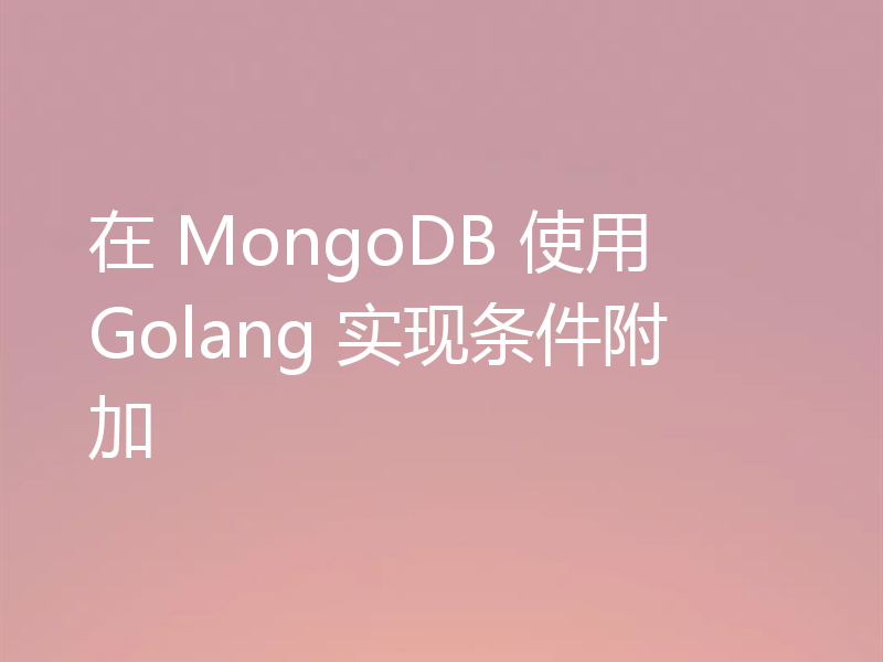 在 MongoDB 使用 Golang 实现条件附加
