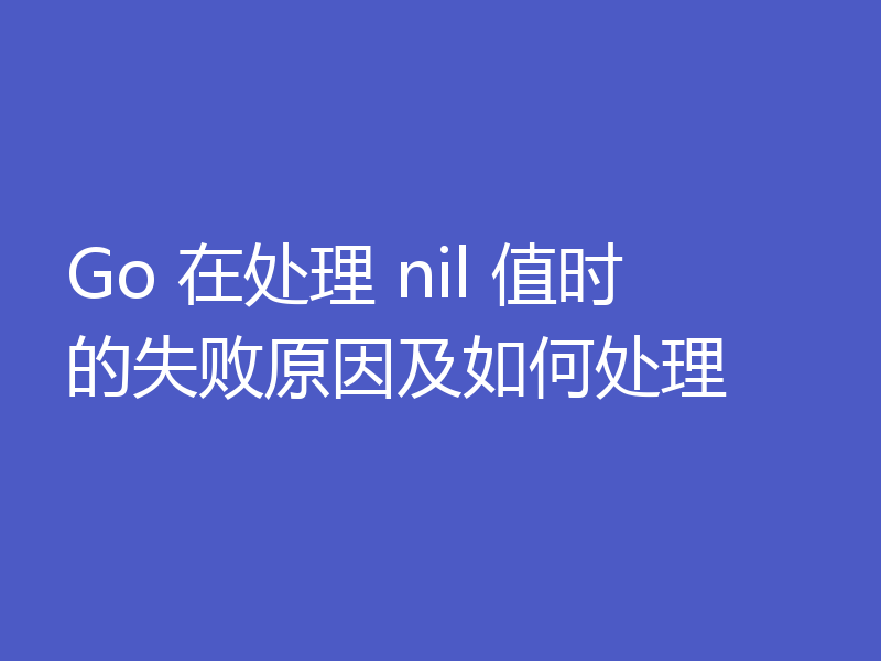 Go 在处理 nil 值时的失败原因及如何处理