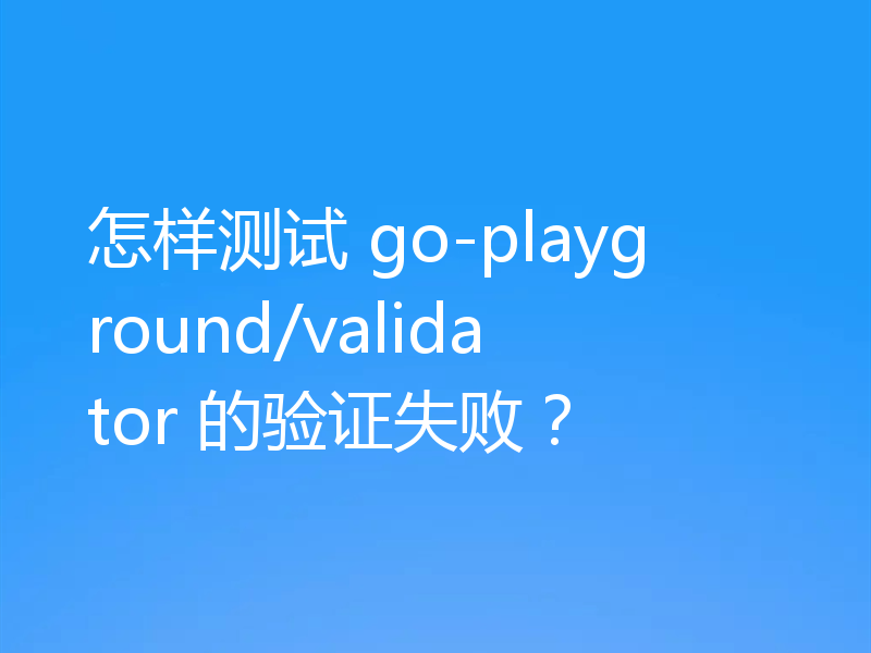 怎样测试 go-playground/validator 的验证失败？