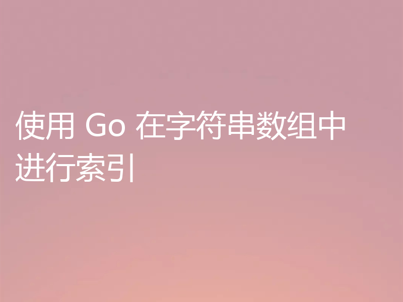 使用 Go 在字符串数组中进行索引