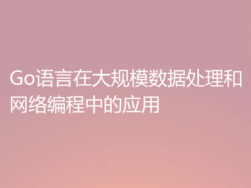 Go语言在大规模数据处理和网络编程中的应用