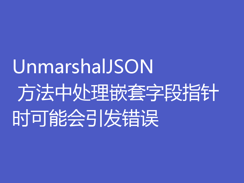 UnmarshalJSON 方法中处理嵌套字段指针时可能会引发错误