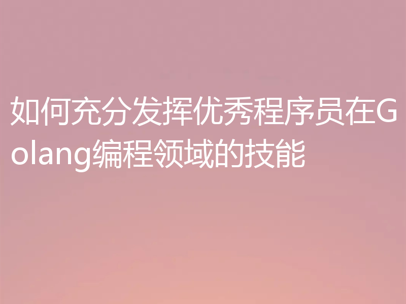 如何充分发挥优秀程序员在Golang编程领域的技能