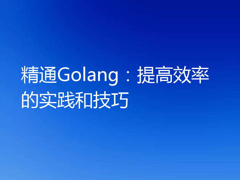 精通Golang：提高效率的实践和技巧