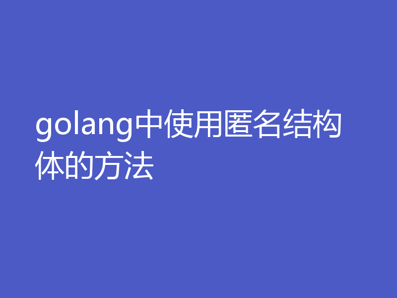 golang中使用匿名结构体的方法