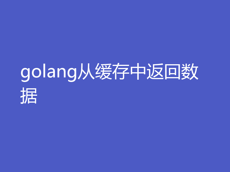golang从缓存中返回数据