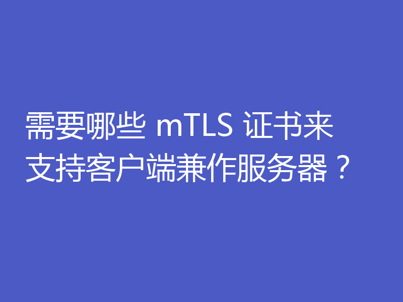 需要哪些 mTLS 证书来支持客户端兼作服务器？