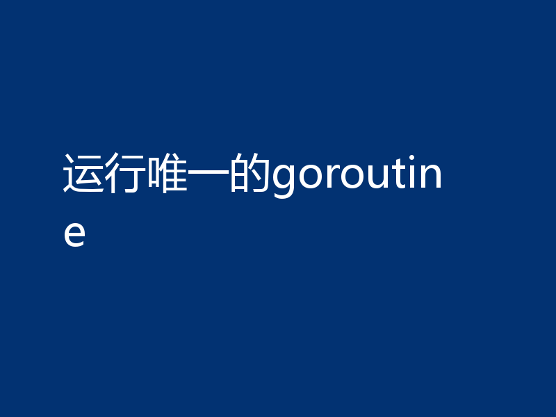 运行唯一的goroutine