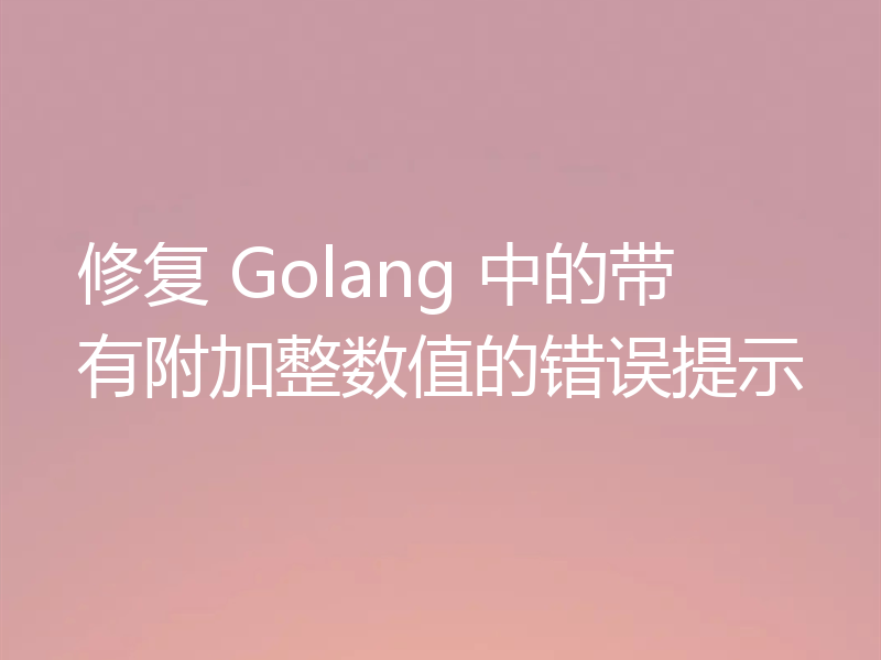 修复 Golang 中的带有附加整数值的错误提示