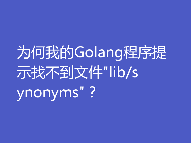 为何我的Golang程序提示找不到文件