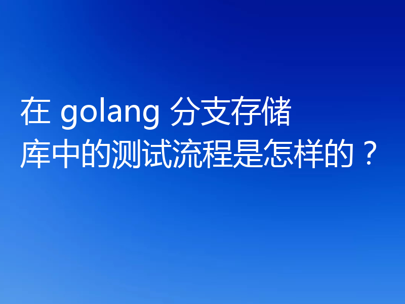 在 golang 分支存储库中的测试流程是怎样的？