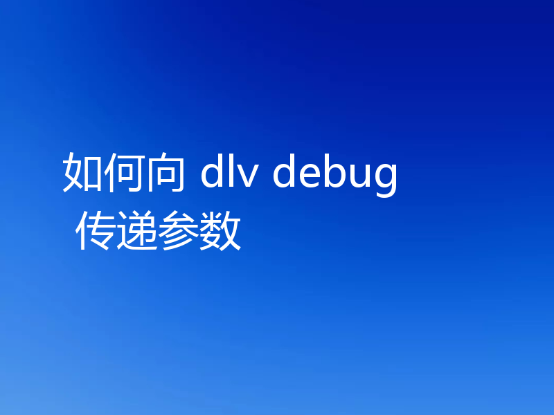 如何向 dlv debug 传递参数