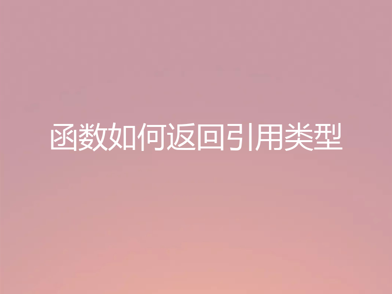 函数如何返回引用类型